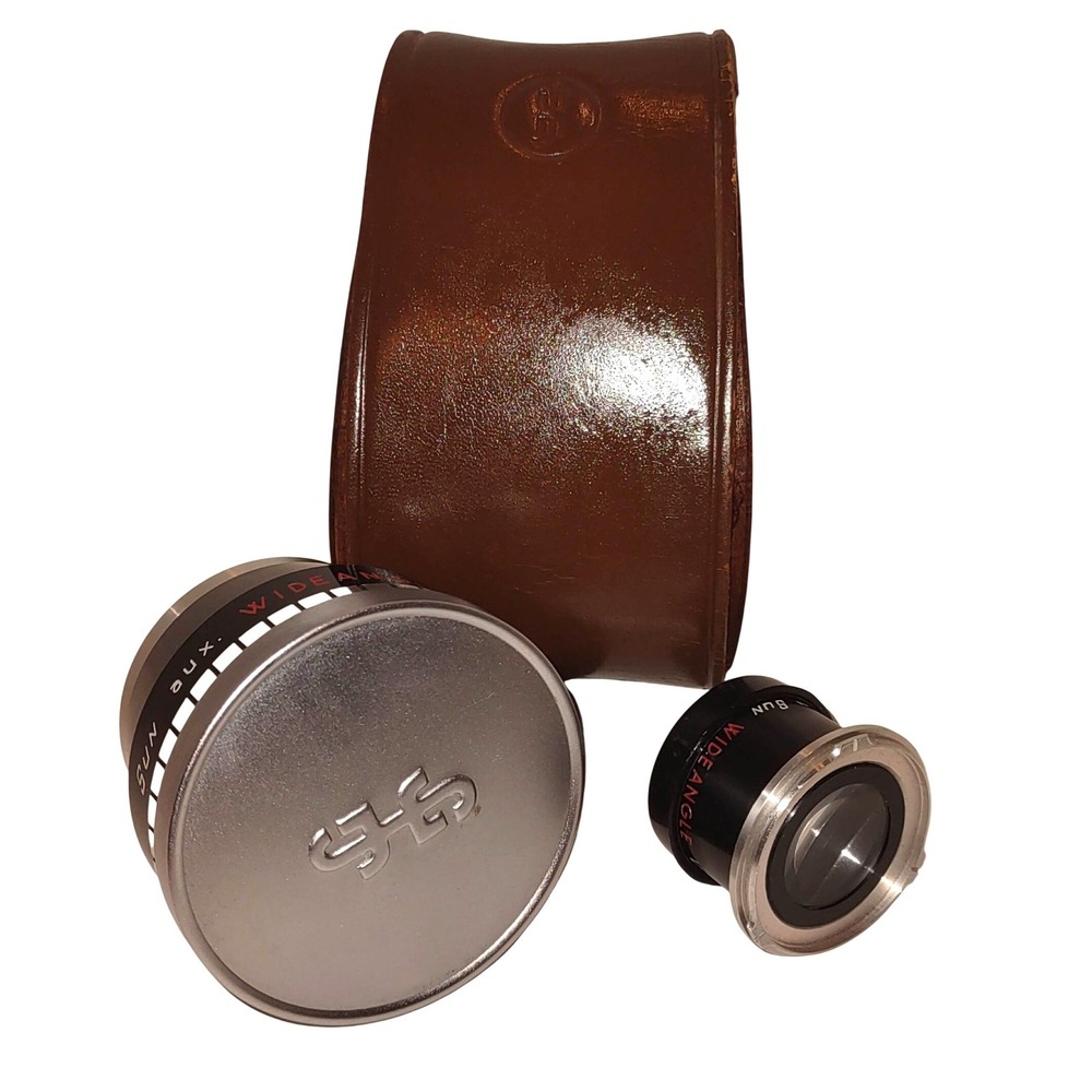 Sun Aux Wide Angle Lens & Viewfinder Set Model 66 Japan Vintage & Leather Case